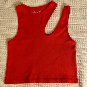 Suzette Collection Asymmetrical Crop Top in Red